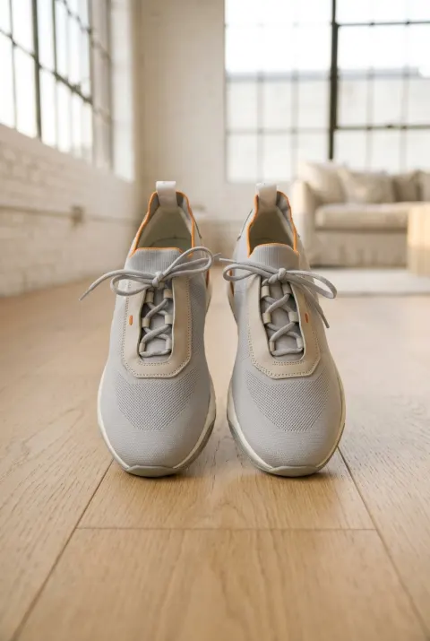 Santoni sneakersy męskie perforowane z warstwową podeszwą szare