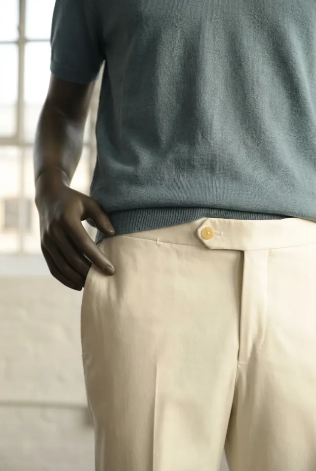Canali polo męskie w melanżu z otwartą plisą niebieskoszare