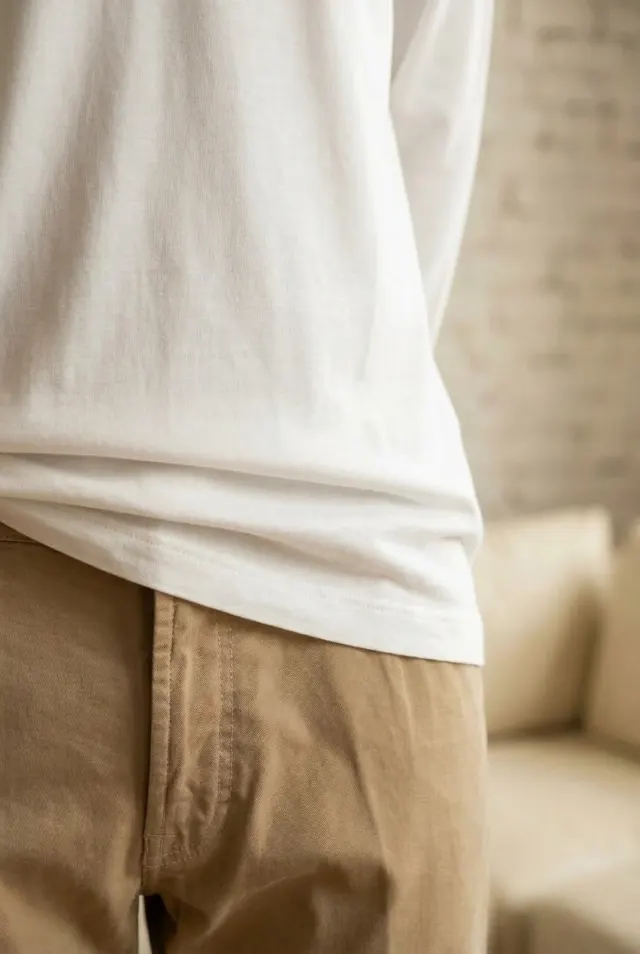 Colombo longsleeve męski gładki z rozcięciami po bokach biały
