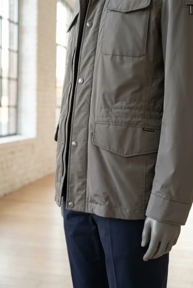 MooRER kurtka męska field jacket z podwójnym zapięciem szara