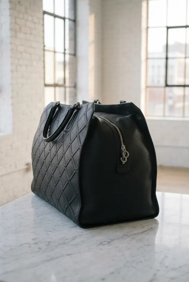 Stefano Ricci torba męska skórzana w romby z monogramem czarna