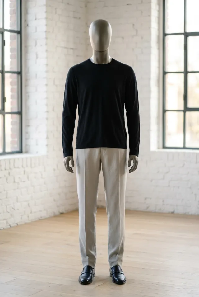 Stefano Ricci longsleeve męski kaszmirowy z emblematem granatowy