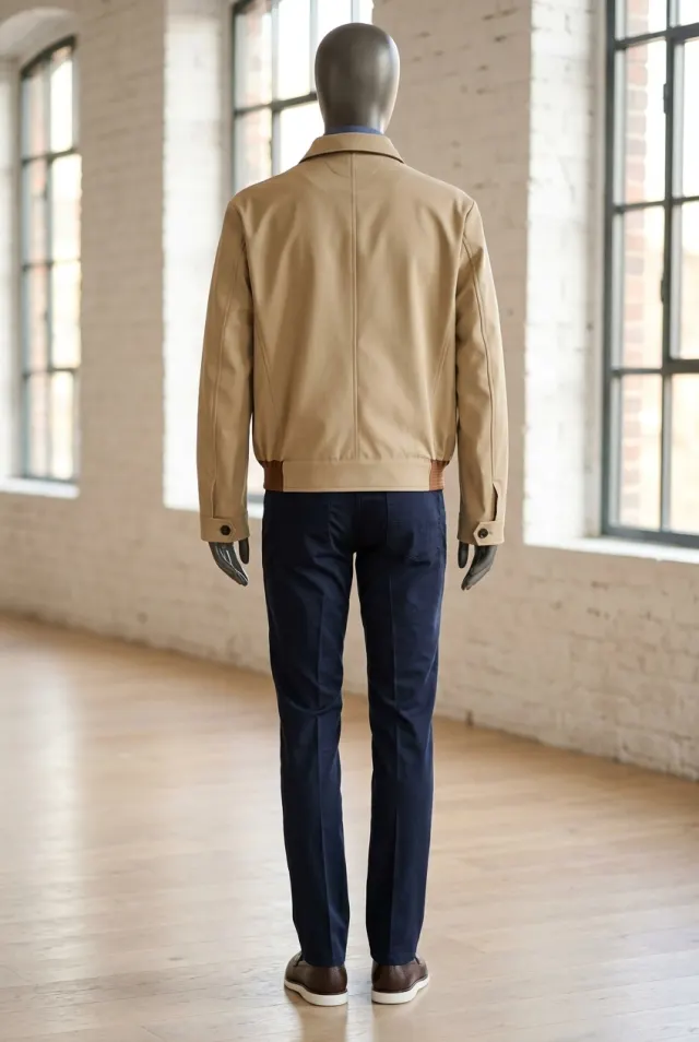 Kiton kurtka męska typu blouson z dwukierunkowym zamkiem beżowa