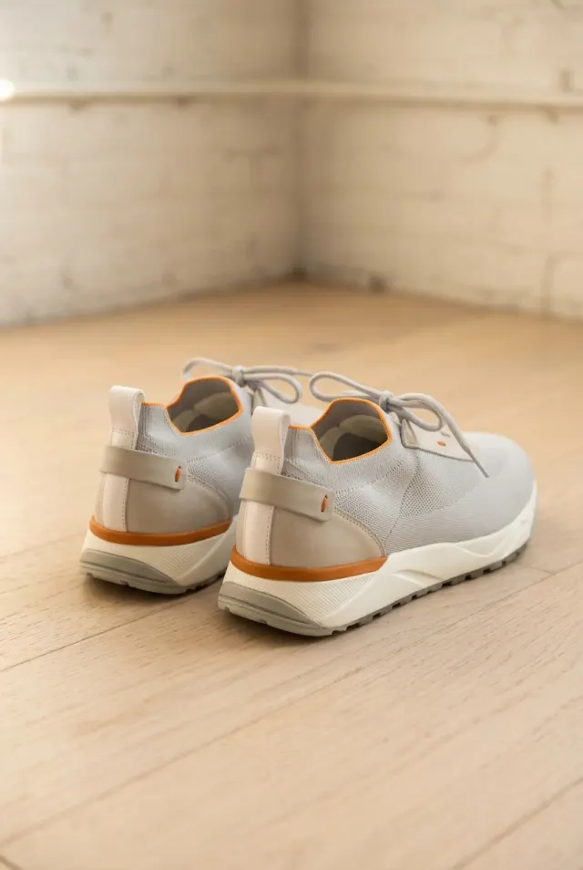 Santoni sneakersy męskie perforowane z warstwową podeszwą szare