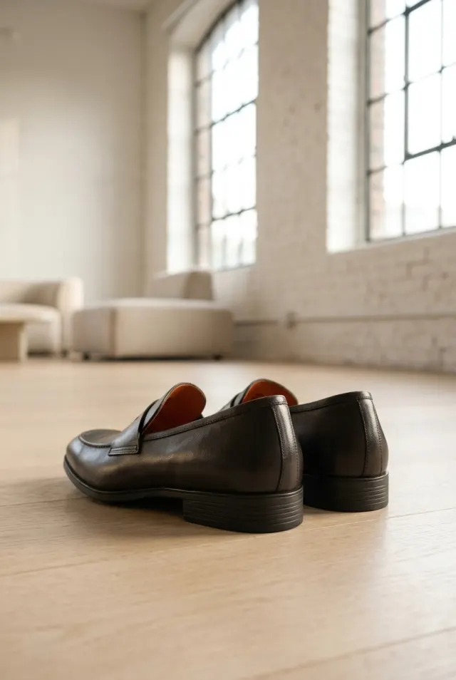 Santoni mokasyny męskie z paskiem penny i szwem na nosku brązowe