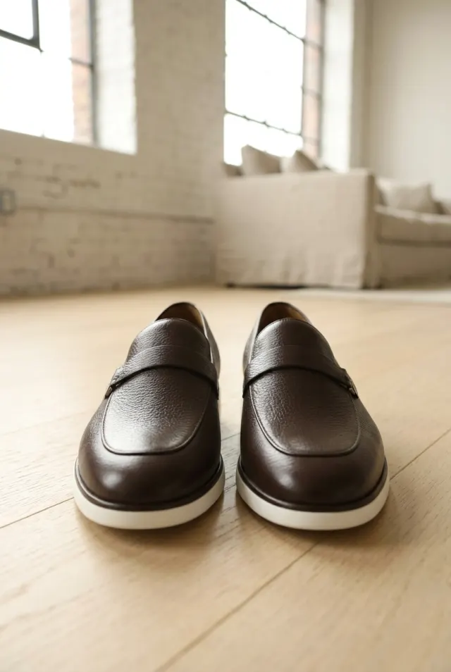 Zilli loafersy męskie groszkowane na białej podeszwie brązowe