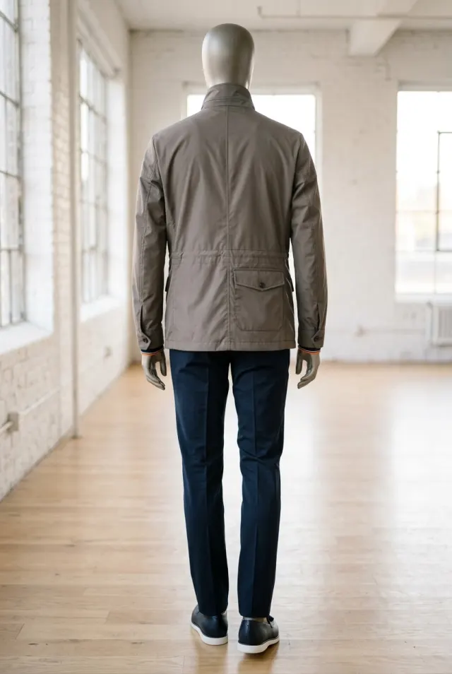 MooRER kurtka męska field jacket z podwójnym zapięciem szara