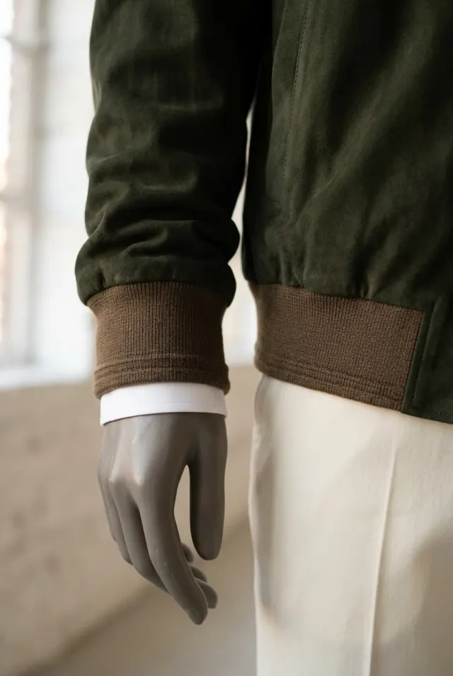 Stefano Ricci kurtka męska zamszowa blouson na zamek oliwkowa