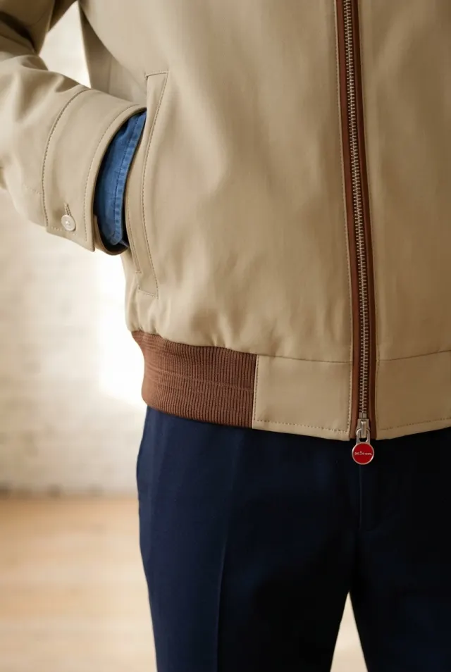 Kiton kurtka męska typu blouson z dwukierunkowym zamkiem beżowa
