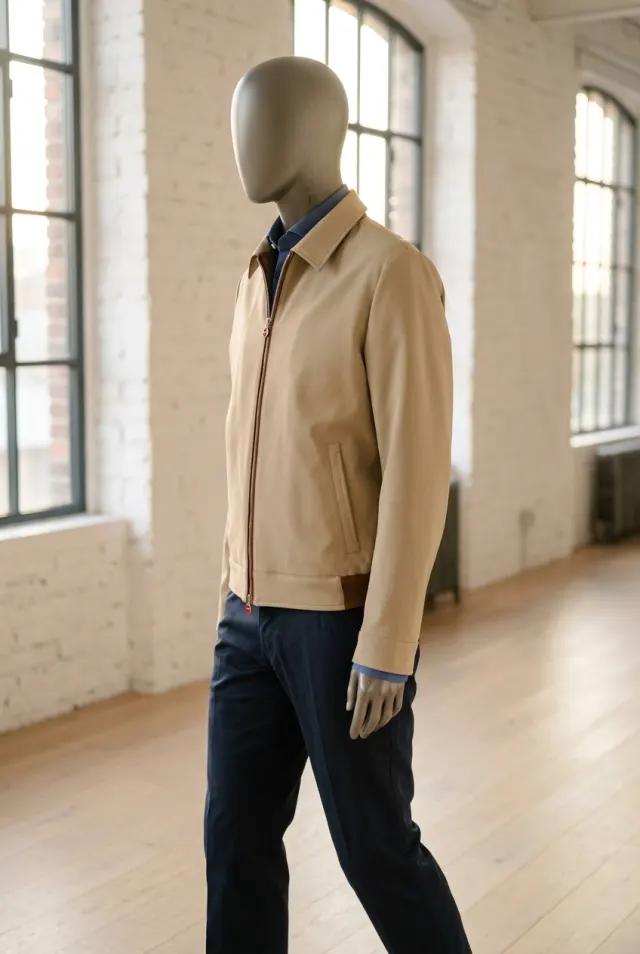 Kiton kurtka męska typu blouson z dwukierunkowym zamkiem beżowa