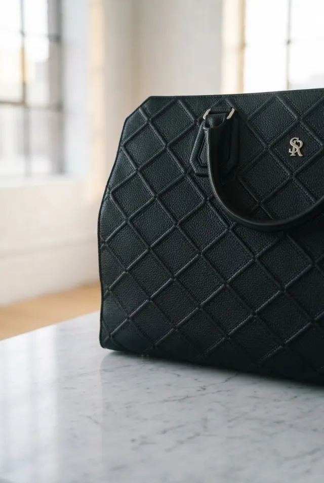 Stefano Ricci torba męska skórzana w romby z monogramem czarna