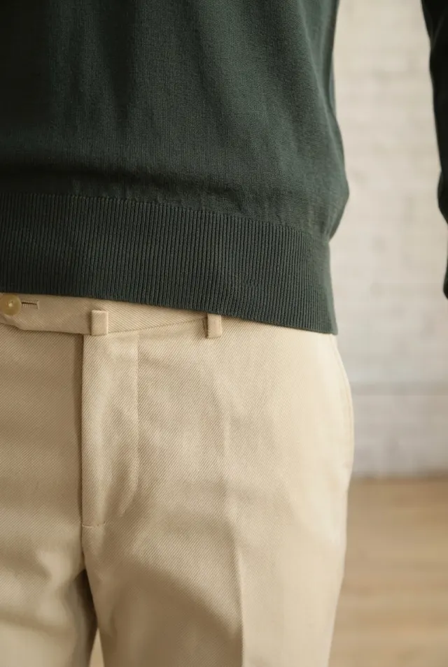 Colombo sweter męski polo gładki na dwa guziki ciemnozielony