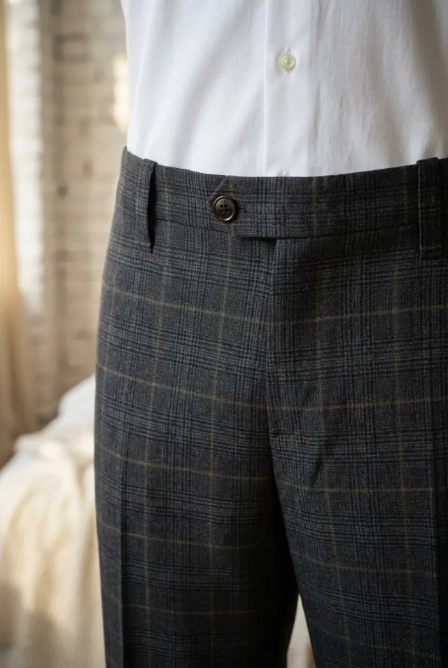Cesare Attolini men’s checked suit with overcheck graphite